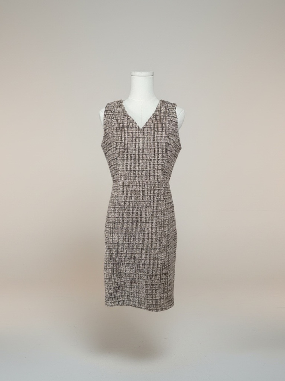 WHBM Tweed Sheath Dress Neutral Petite 4 Office Wear